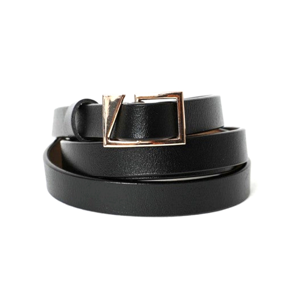 Asymmetrical Buckle Cinch Waist Belt - Black